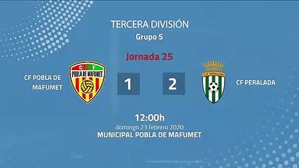Resumen partido entre CF Pobla de Mafumet y CF Peralada Jornada 25 Tercera División