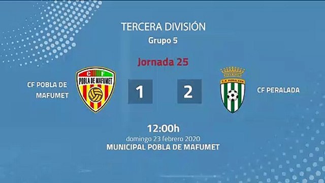 Resumen partido entre CF Pobla de Mafumet y CF Peralada Jornada 25 Tercera División