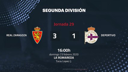 Resumen partido entre Real Zaragoza y Deportivo Jornada 29 Segunda División