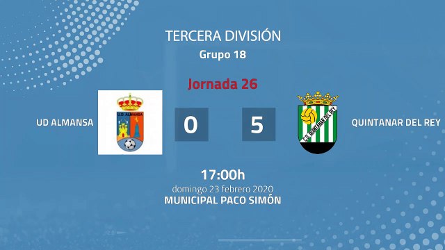 Resumen partido entre UD Almansa y Quintanar del Rey Jornada 26 Tercera División