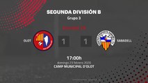 Resumen partido entre Olot y Sabadell Jornada 26 Segunda División B