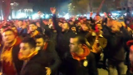 Kütahya'da Galatasaraylı taraftarların galibiyet sevinci