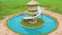 Building Water Slide House Around Swimming Pool Underground