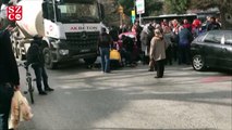 Beton mikserinin altında kaldı