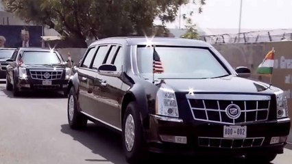 US President Trump heads towards Sabarmati Ashram with American cars | Trump | Modi | Evanka