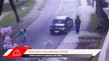 Vídeo mostra ladrão dando voz de assalto à família que conversava em frente a residência, em Curitiba