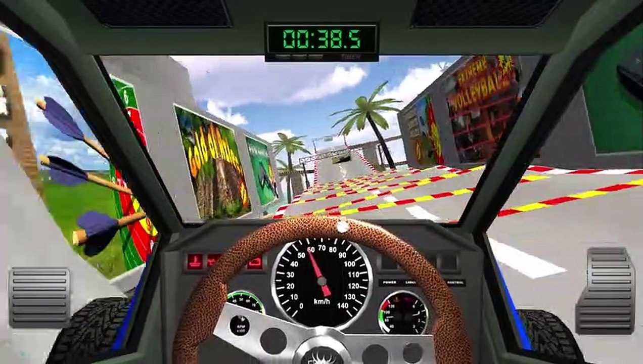 Racing stunts by car. Track - 'ROAD OBSTACLES'