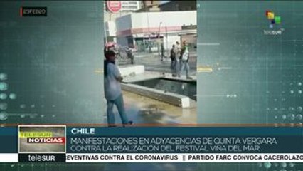 Chilenos protestan en las inmediaciones de la Quinta Vergara