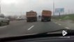 Ce camion roule sur l'autoroute sans roue avant