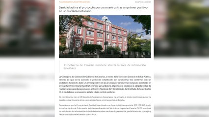 Un médico italiano de turismo en Tenerife da positivo en coronavirus