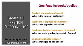 Lesson 19  Asking questions / Poser des questions பிரெஞ்சு கத்துக்கலாம் வாங்க | चलो फ्रेंच सीखते हैं |
