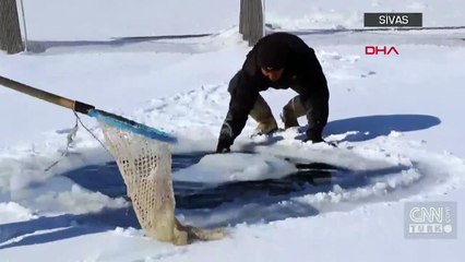İmranlı Baraj Gölü'nde zorlu mesai