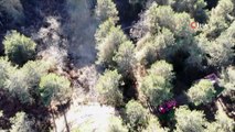 Aydos Ormanı'nda yangının çıktığı alan havadan görüntülendi