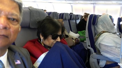 BDMV-106 Aruna & Hari Sharma ready to fly Lufthansa LH490 from Franlfurt to Seattle WA Feb 11, 2020