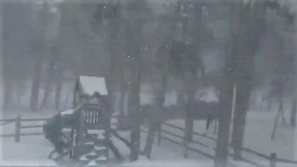 Télécharger la video: Powerful winds whip snow through backyard