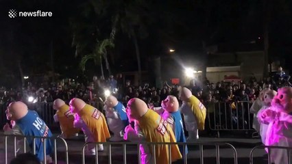 Funny pharmacy mascots dance at Mexico's annual 'Carnival of Tampico'