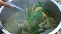 Cambodian food -  Green banana with fish soup - សម្លផ្លែចេកជាមួយត្រី - ម្ហូបខ្មែរ
