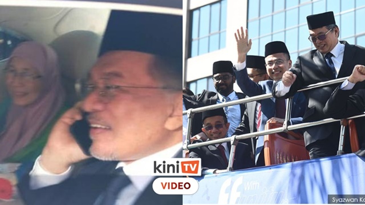 Anwar, MP PKR keluar istana dengan gembira, laung "Anwar PM8"