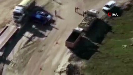 Bursa'da kaçak hafriyat döken sürücüye helikopterli baskın