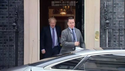 Boris Johnson departs 10 Downing Street for PMQs
