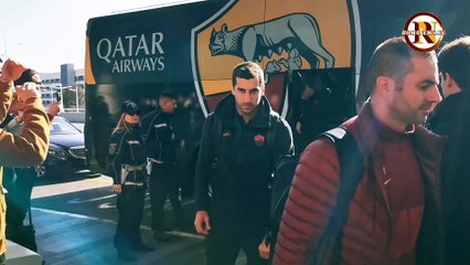 Fiumicino, la Roma in partenza per il Belgio (26/02/2020)