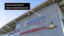 Doncaster Rovers March 2020 Fixture List