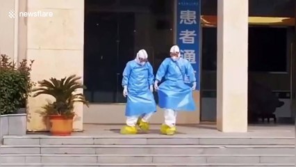 Medical workers perform 'Swan Lake' dance routine to celebrate coronavirus patients discharging from hospital