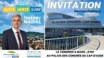 AGDE - REUNION PUBLIQUE de Thierry NADAL au palais des congrés du Cap d'Agde