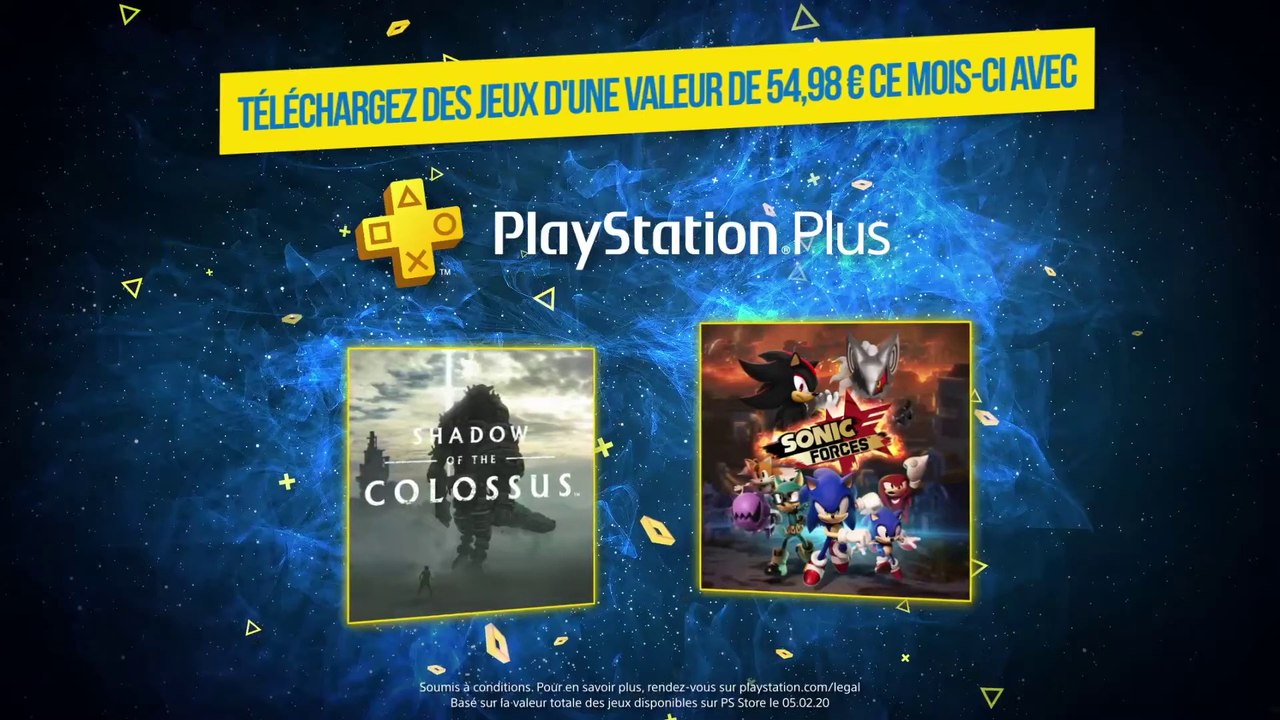PS Plus - les jeux de mars 2020 avec  Shadow of the Colossus et Sonic Forces