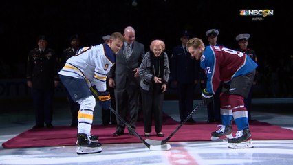 97-year-old World War II vet drops first puck in Colorado