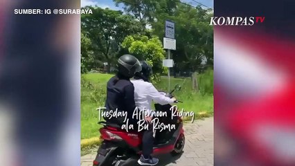 Gaya Tri Rismaharini Jajal Motor Listrik Keliling Kota