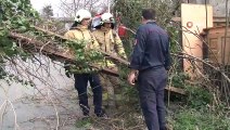 Sultangazi’de fırtına elektrik direğini minibüsün üzerine devirdi