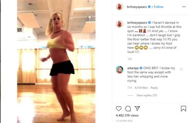 Britney Spears shares foot break video