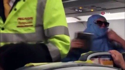 Uçakta olay çıkaran kadına tahliye