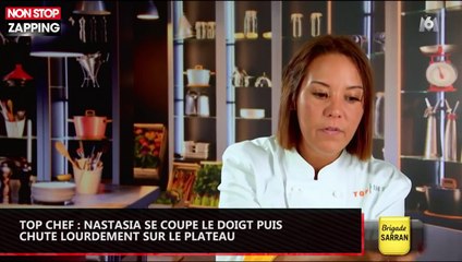 Top chef : Nastasia se coupe le doigt puis fait une grosse chute sur le plateau (vidéo)