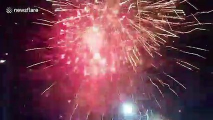 Firework display sets fire to grass at motorcycle rally in Thailand