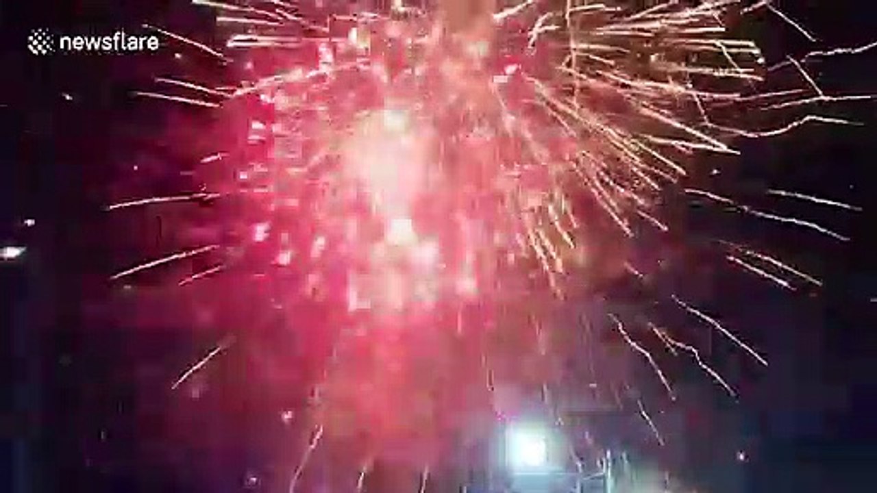 Firework display sets fire to grass at motorcycle rally in Thailand