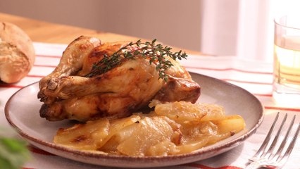 Picantones al horno con patatas panaderas - Cocinatis