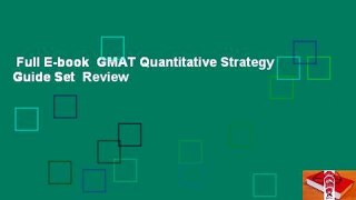 Full E-book  GMAT Quantitative Strategy Guide Set  Review