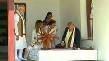 Watch: Donald Trump, Melania spin the charkha at Sabarmati Ashram