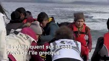 Des migrants arrivent sur l'île grecque de Lesbos