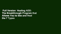Full Version  Healing ADD: The Breakthrough Program that Allows You to See and Heal the 7 Types
