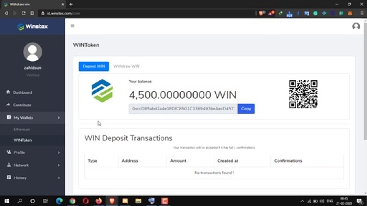 Withdraw WIN token
