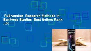 Full version  Research Methods in Business Studies  Best Sellers Rank : #4