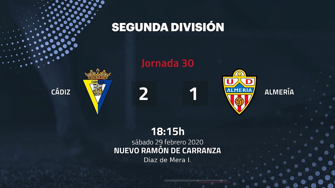 Resumen partido entre Cádiz y Almería Jornada 30 Segunda División