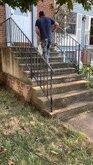 Pressure Washing a Dirty Staircase