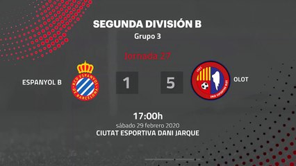 Resumen partido entre Espanyol B y Olot Jornada 27 Segunda División B
