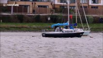 Yacht SINKS as Storm Jorge batters UK