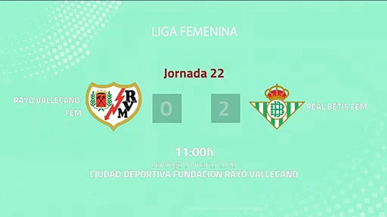 Resumen partido entre Rayo Vallecano Fem y Real Betis Fem Jornada 22 Primera División Femenina
