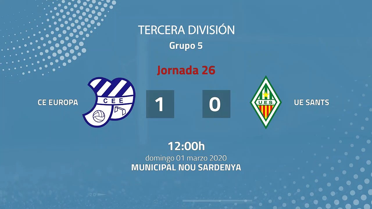 Resumen partido entre CE Europa y UE Sants Jornada 26 Tercera División
